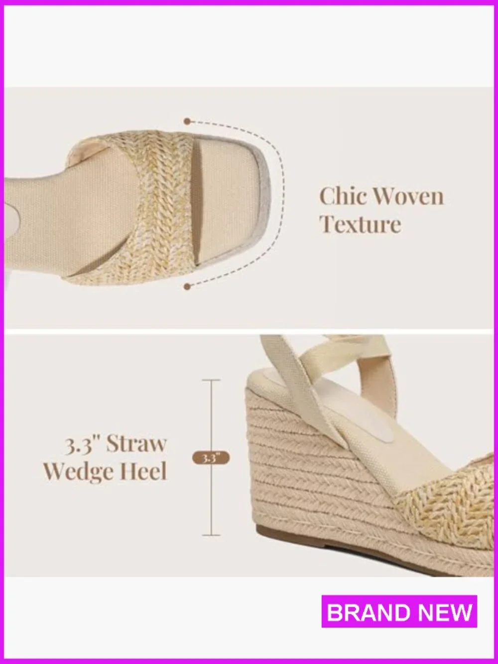 Espadrilles Wedge Sandals Square Toe Ankle Strap Lace Up Platform Summer Shoes